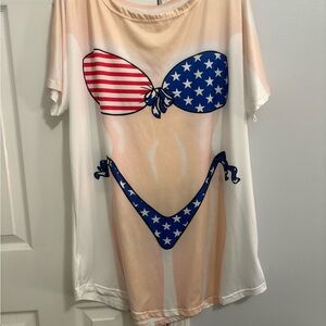Patriotic Stars and Stripes Swim Coverup